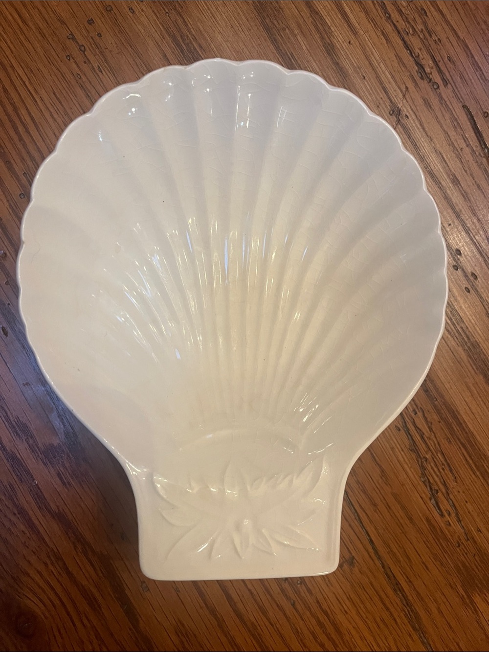 Vintage France Apilco White Porcelain Scallop Clam Shell Dish Trinket Nautical